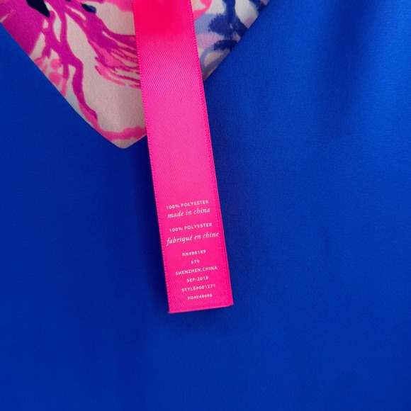 Lilly Pulitzer Reversible V Neck Tank Top Florin Blue Floral Print Size M - Picture 6 of 6